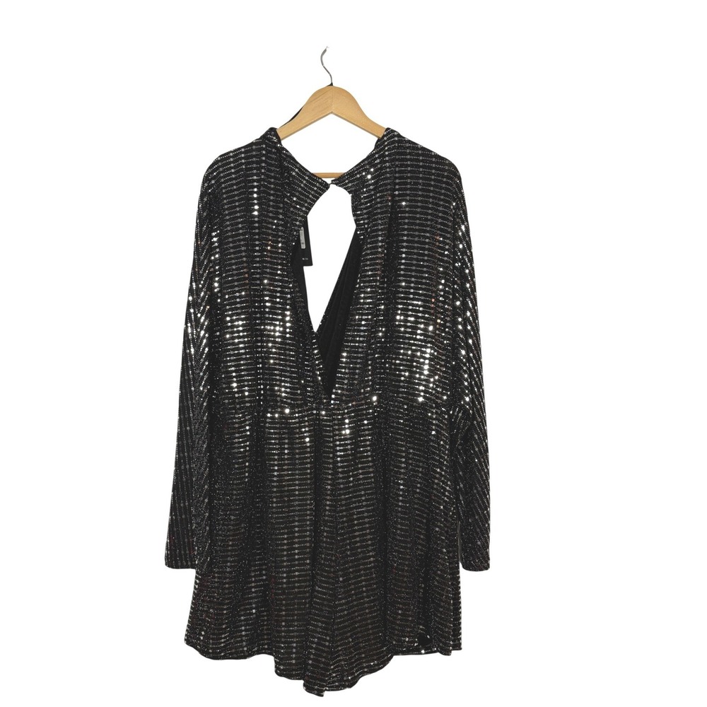Fashion Nova Romper Womens 3X Silver New Catch A Glimmer Metallic Sequin Party